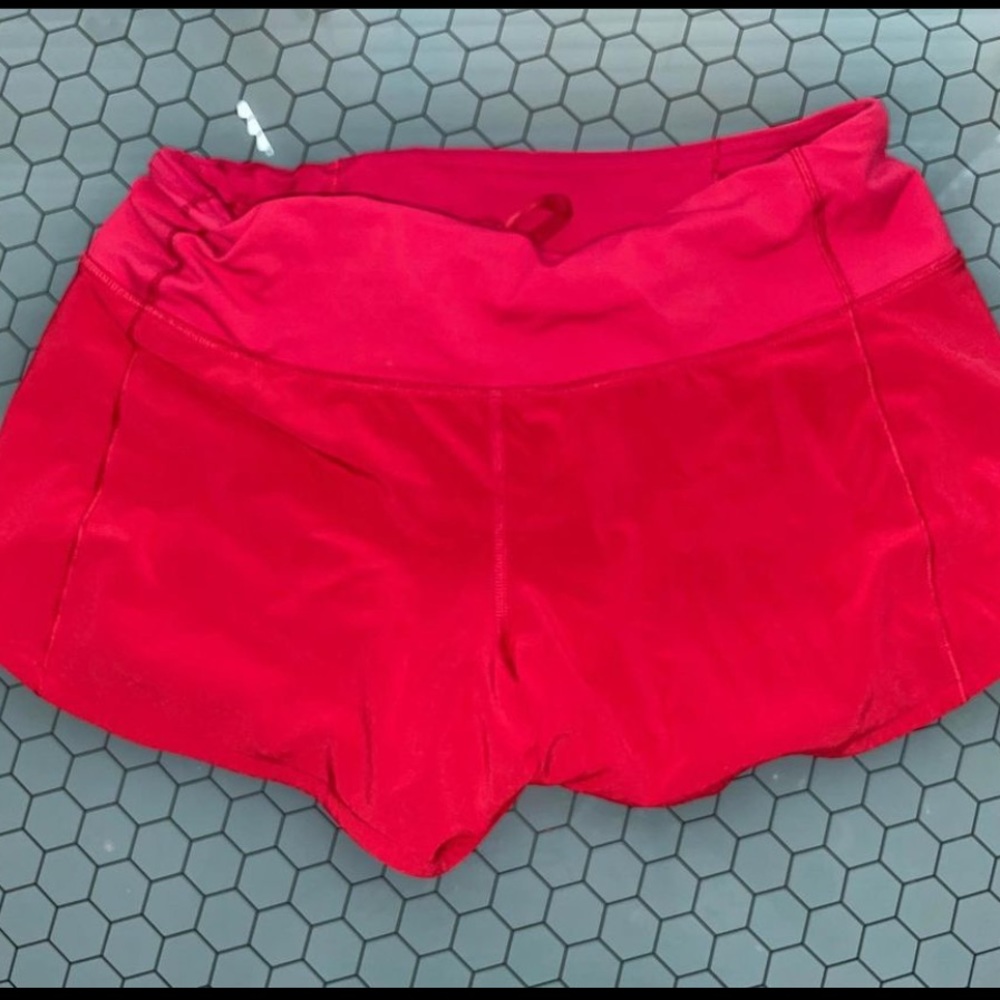 Lulu lemon red speed up shorts.Size 6